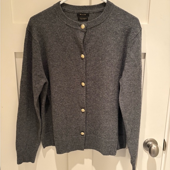 Massimo Dutti Sweaters - Massimo Dutti Charcoal Gray Button-Front Wool Cashmere Crewneck Cardigan Size M